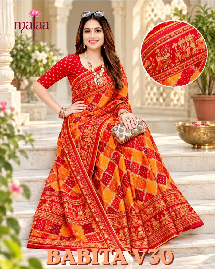 Babita V30 weightless saree siroski work ke saath, Malaa Surat wholesale