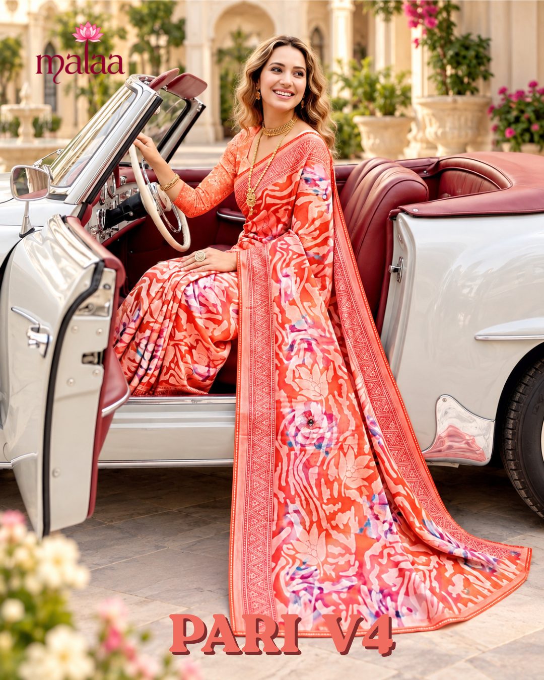 Pari V4 saree, digital brasso kapde par siroski heavy border work