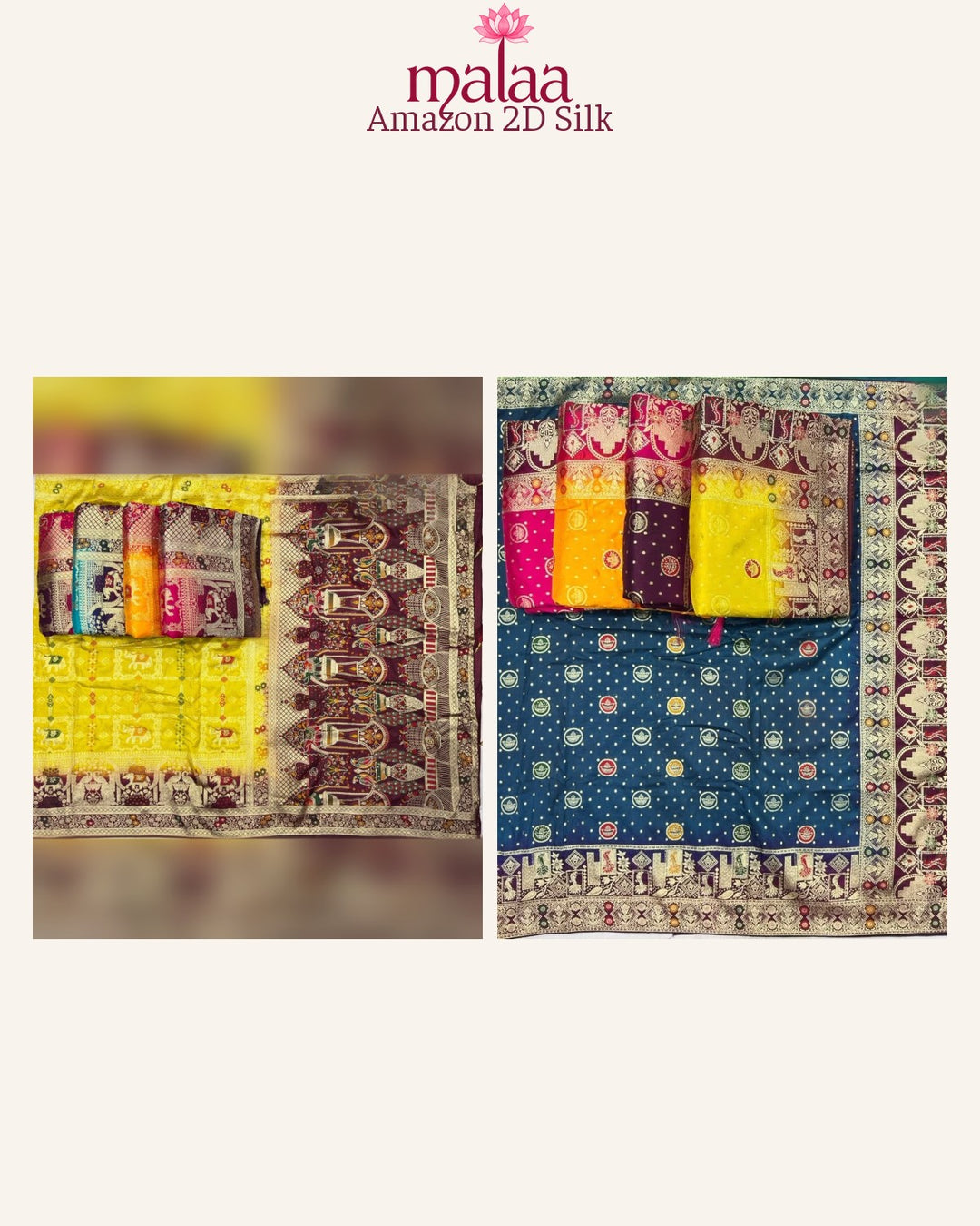 Amazon 2D Silk saree catalogue, poora set