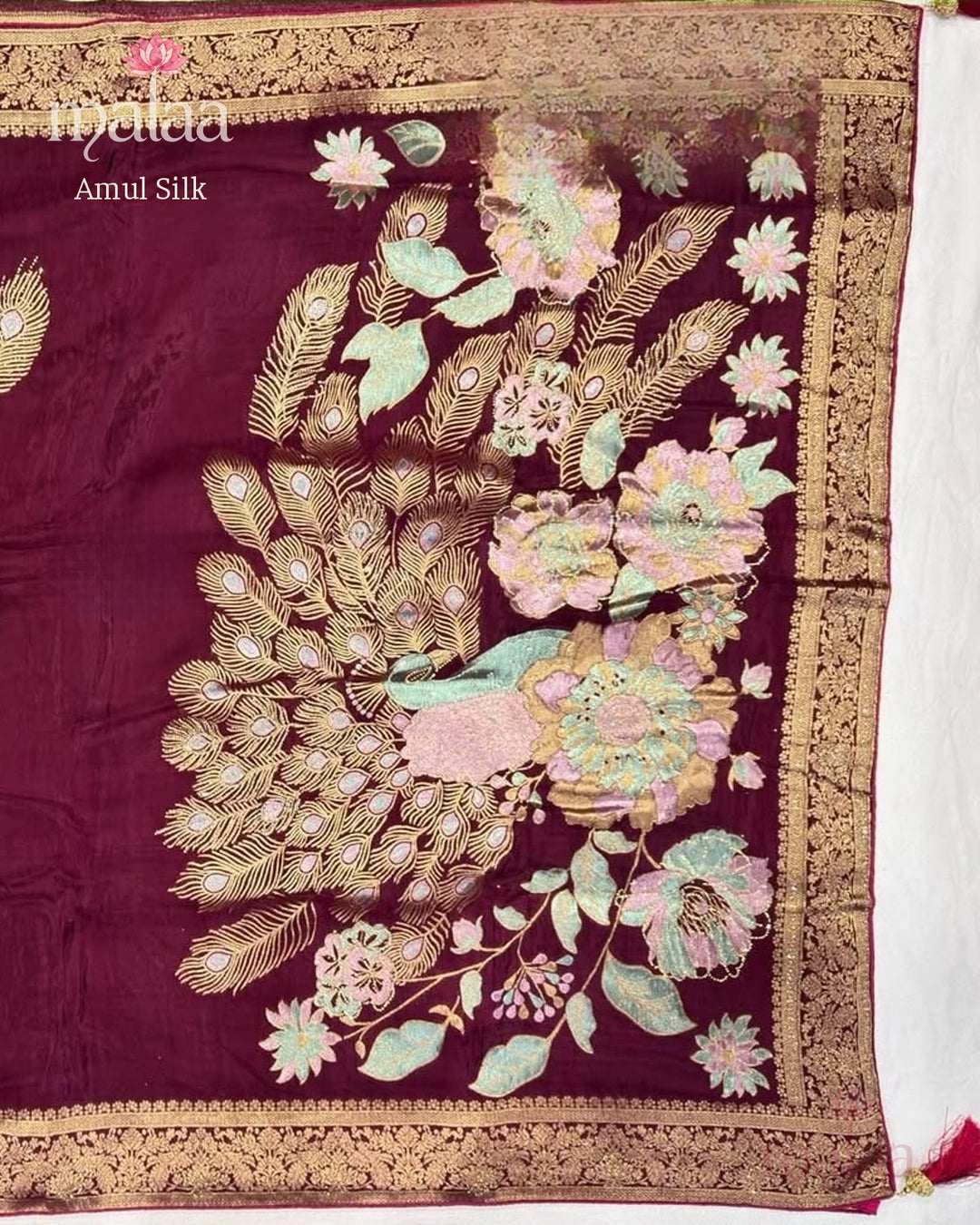 Amul Silk saree, ho viscose, heavy jarkan and seroski work, Malaa Silk Collection