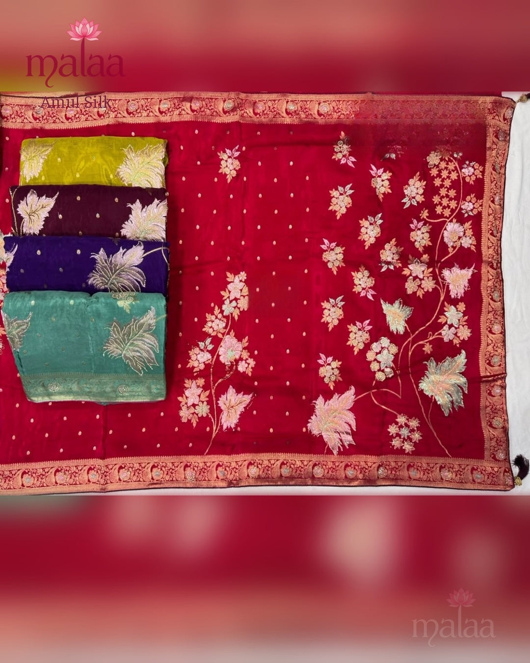 Amul Silk saree, ho viscose, heavy jarkan and seroski work, Malaa Silk Collection