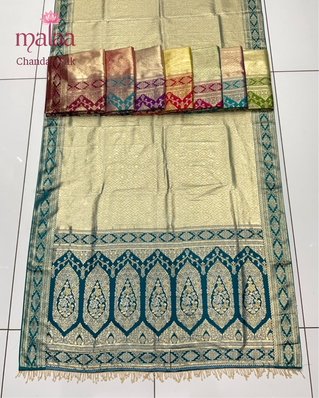 Chandan Silk saree, dharmavaram tissue silk, zari weave pallu and border, Malaa Silk Collection