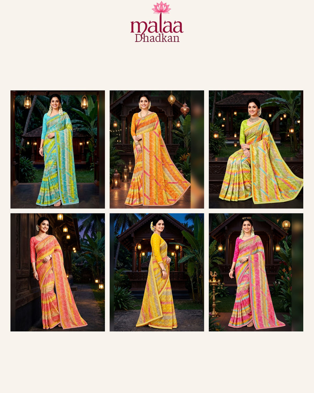 Dhadkan saree catalogue, poora set, 6 designs