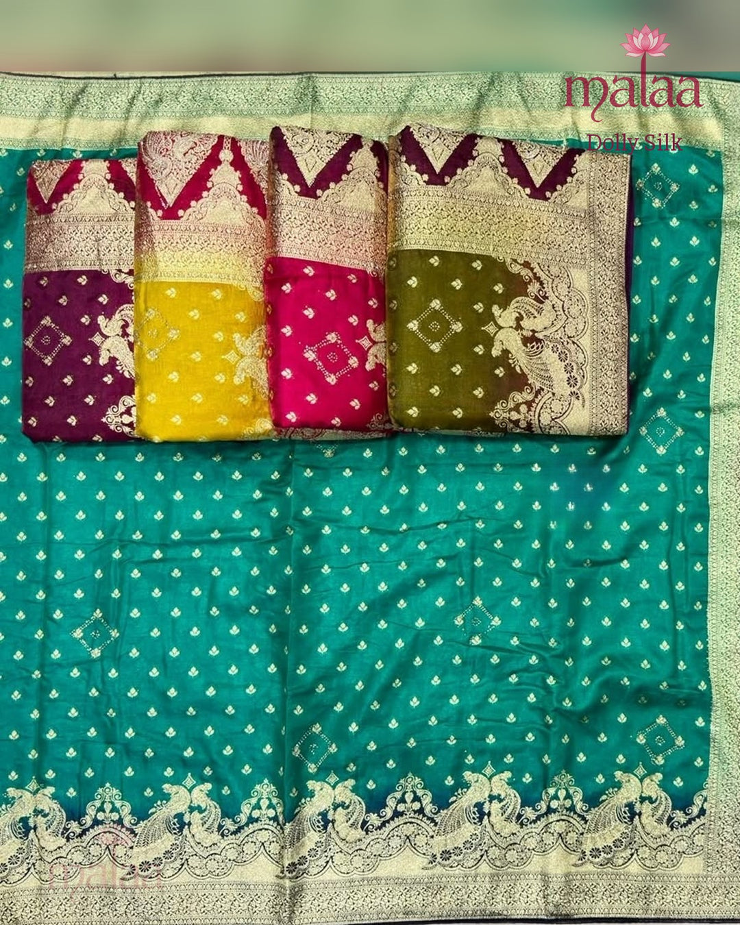 Dolly Silk saree, fendy satin, heavy jarkan work, Malaa Silk Collection