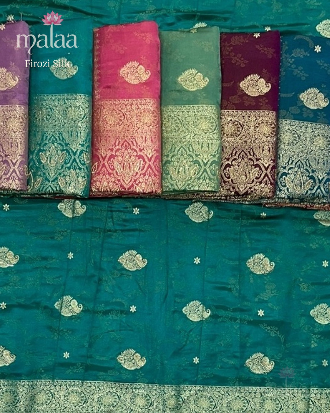 Firozi Silk saree catalogue, poora set