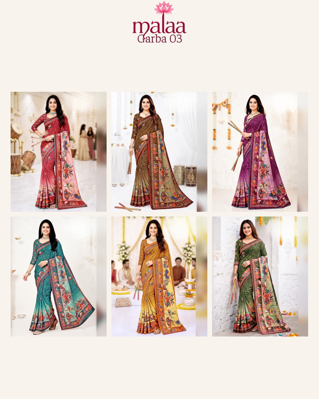 Garba 03 saree catalogue, poora set, 6 designs