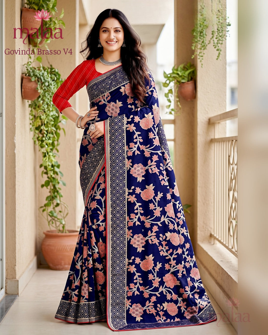 Govinda Brasso V4 saree catalogue, design 1, Malaa