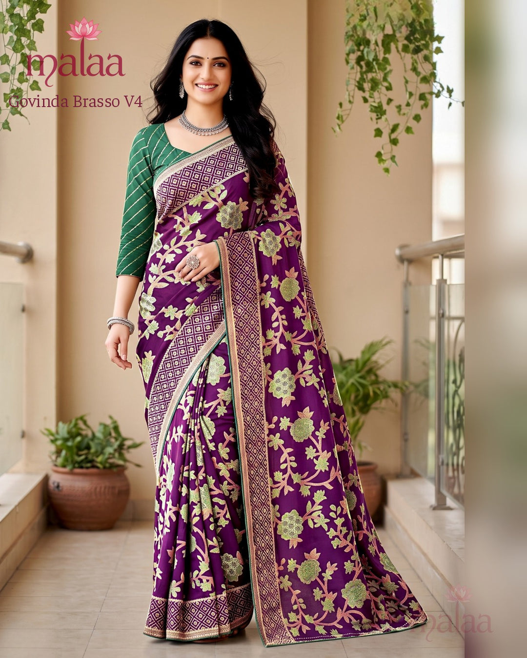 Govinda Brasso V4 saree catalogue, design 3, Malaa