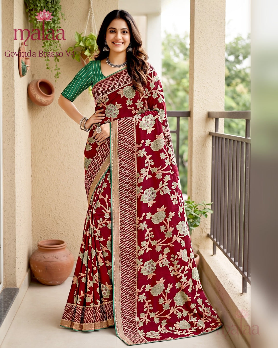 Govinda Brasso V4 saree catalogue, design 6, Malaa