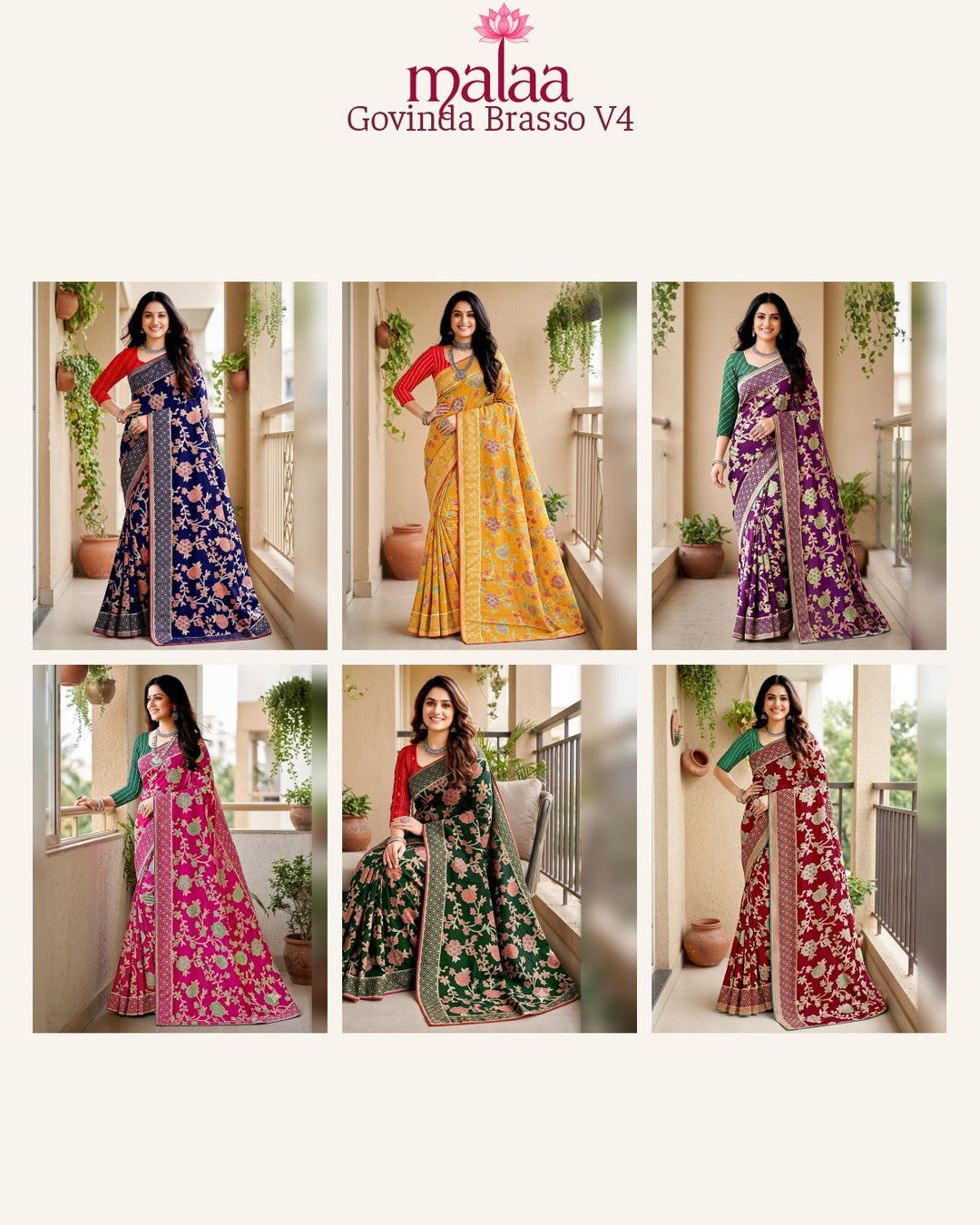 Govinda Brasso V4 saree catalogue, poora set