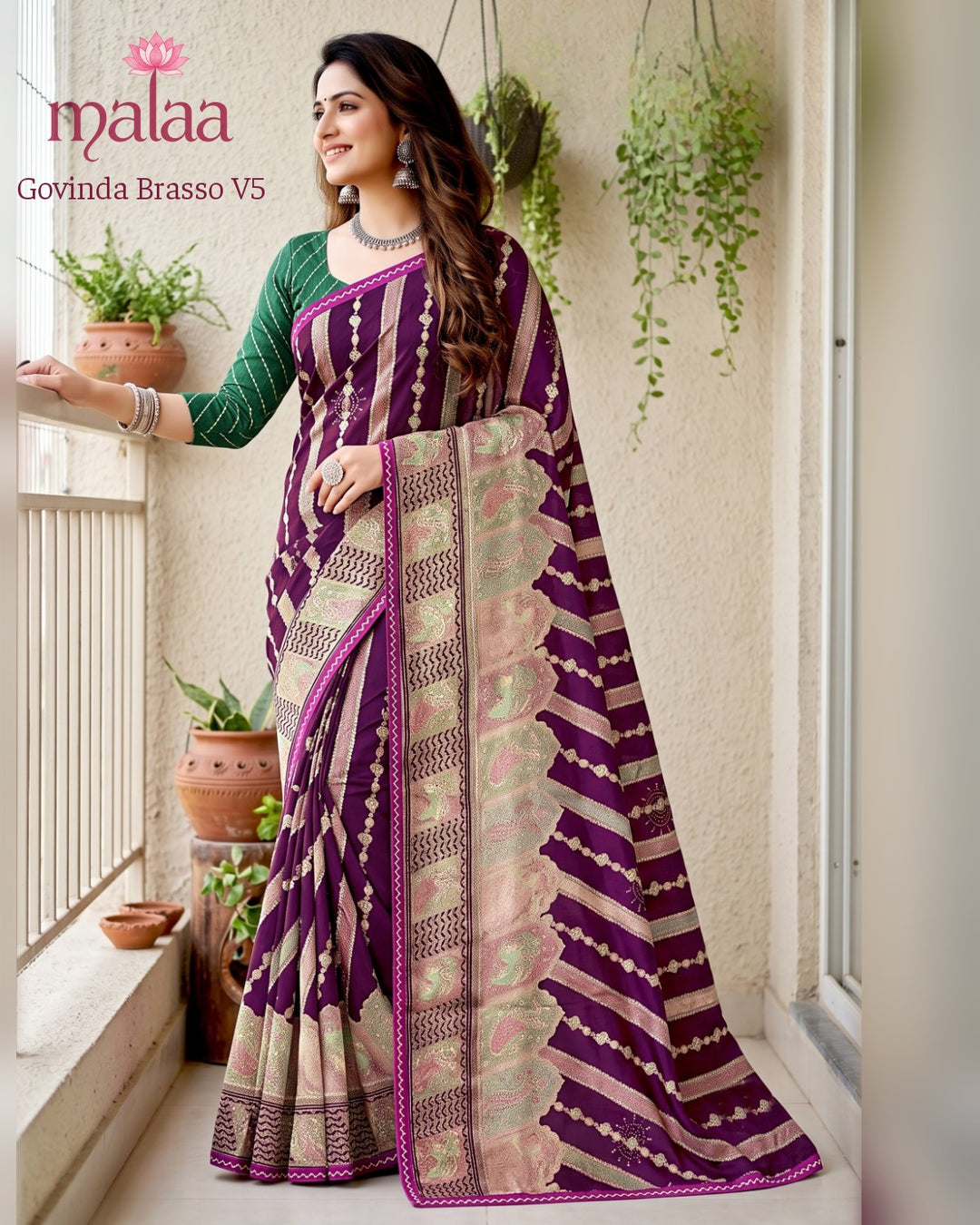 Govinda Brasso V5 saree catalogue, design 3, Malaa