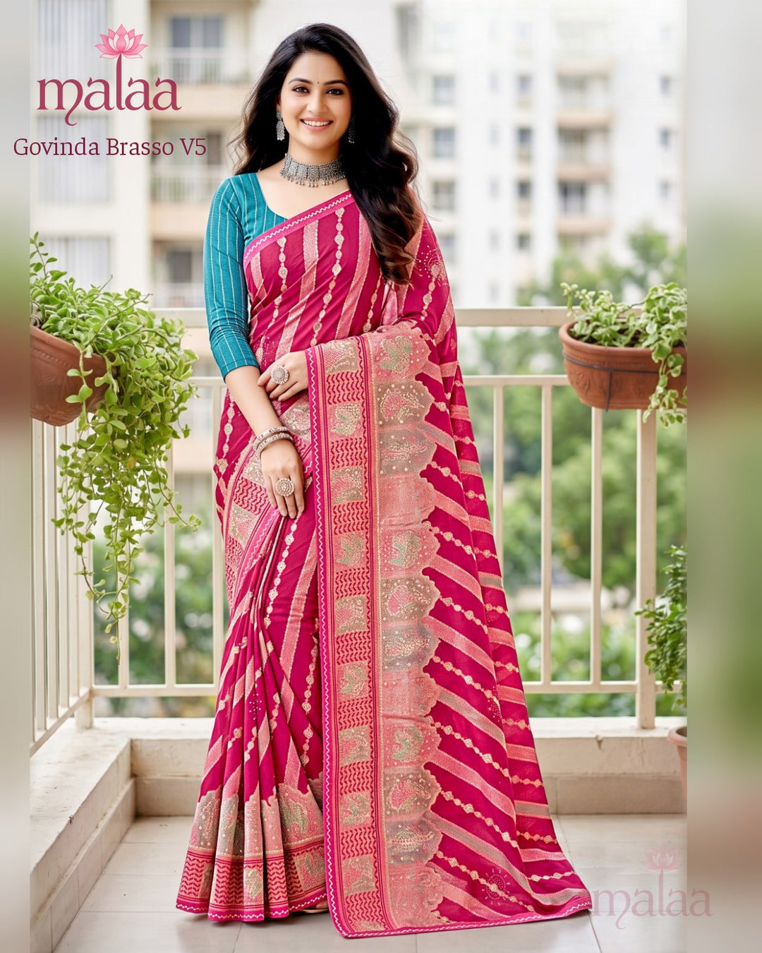 Govinda Brasso V5 saree catalogue, design 5, Malaa