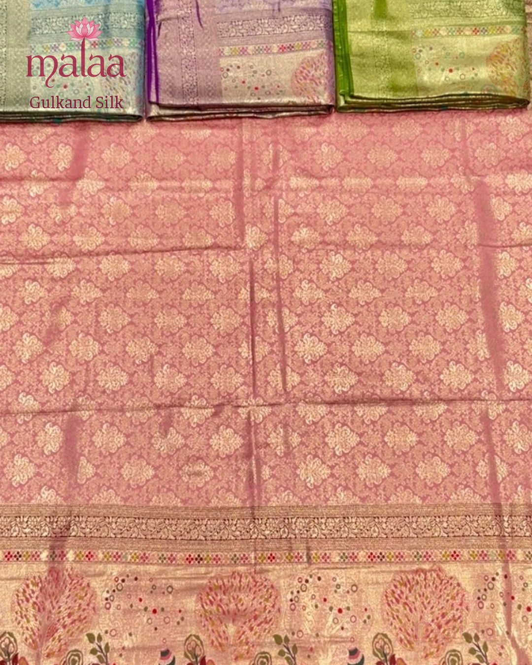 Gulkand Silk saree catalogue, poora set