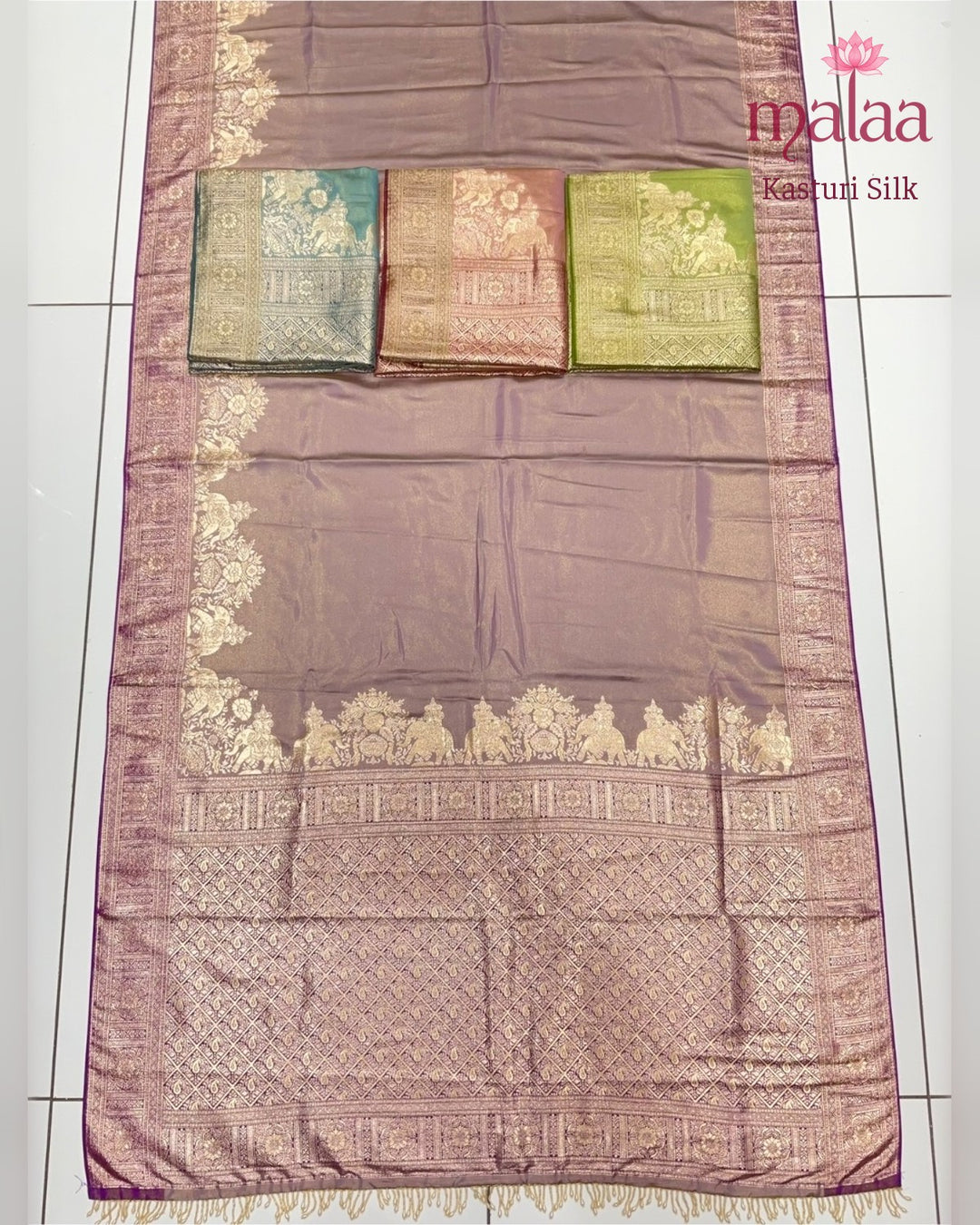 Kasturi Silk saree, tissue silk, zari weave pallu and border, Malaa Silk Collection