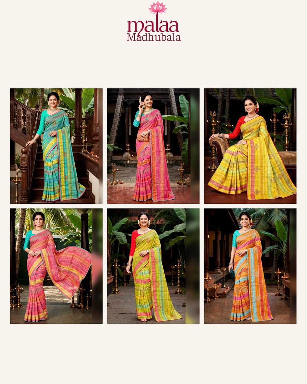 Madhubala saree catalogue, poora set, 6 designs