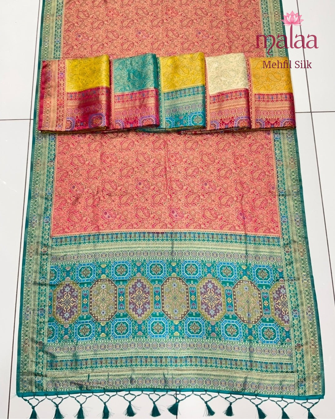 Mehfil Silk saree, gajji silk, zari weave pallu and border, Malaa Silk Collection