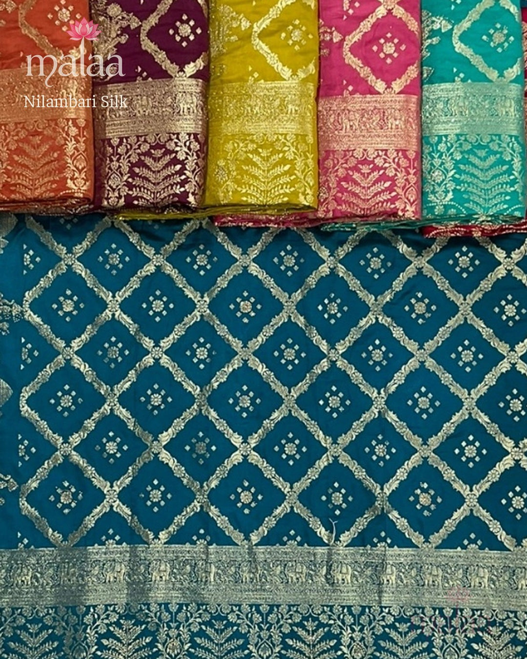 Nilambari Silk saree catalogue, poora set