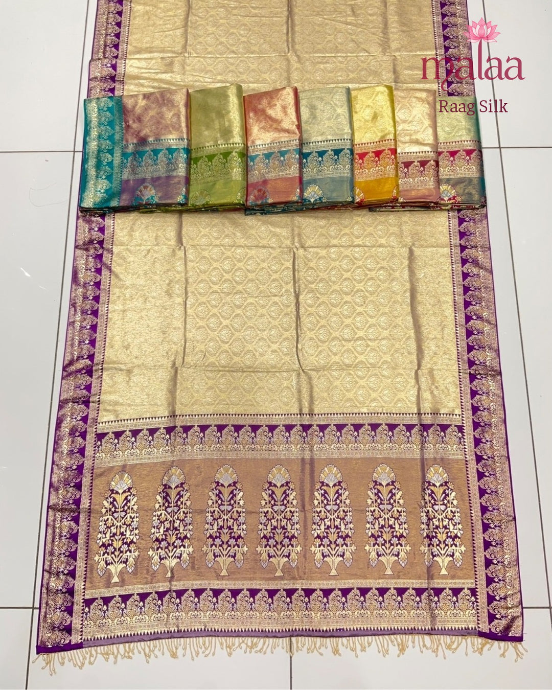 Raag Silk saree, dharmavaram tissue silk, zari weave pallu and border, Malaa Silk Collection