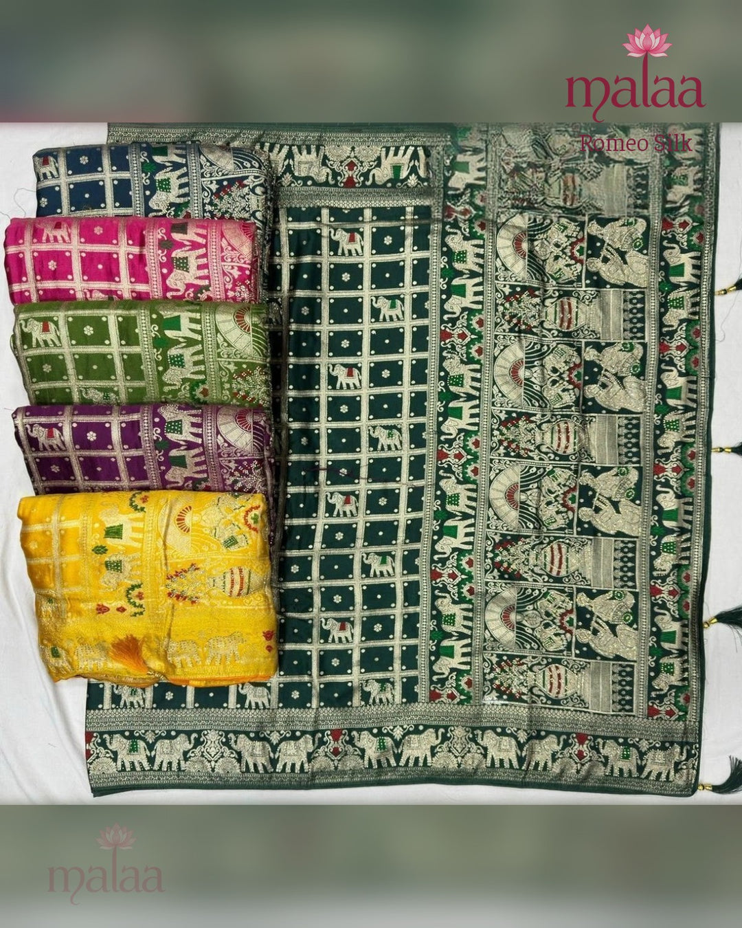 Romeo Silk saree, heavy satin, heavy jarkan and seroski work, Malaa Silk Collection