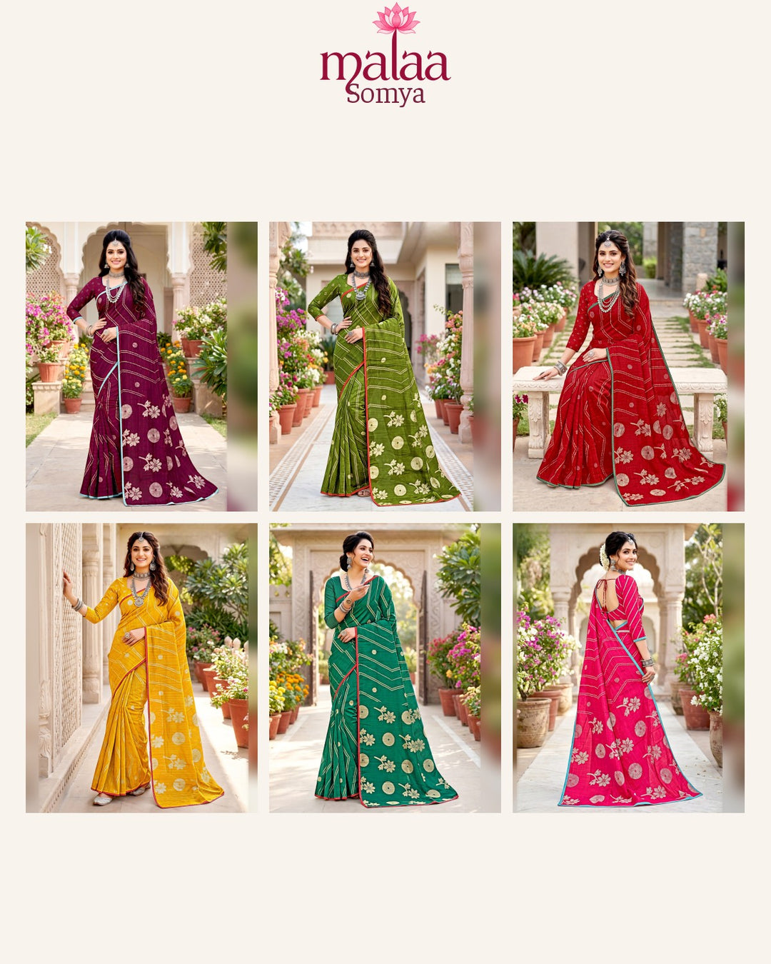 Somya saree catalogue, all 6 designs, Malaa