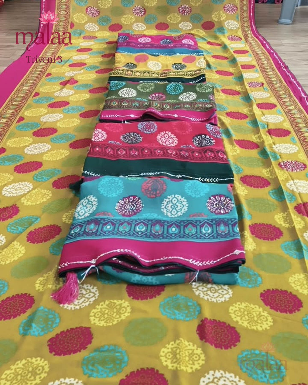 Triveni 3 weightless pattern print saree, Malaa Sarees Surat